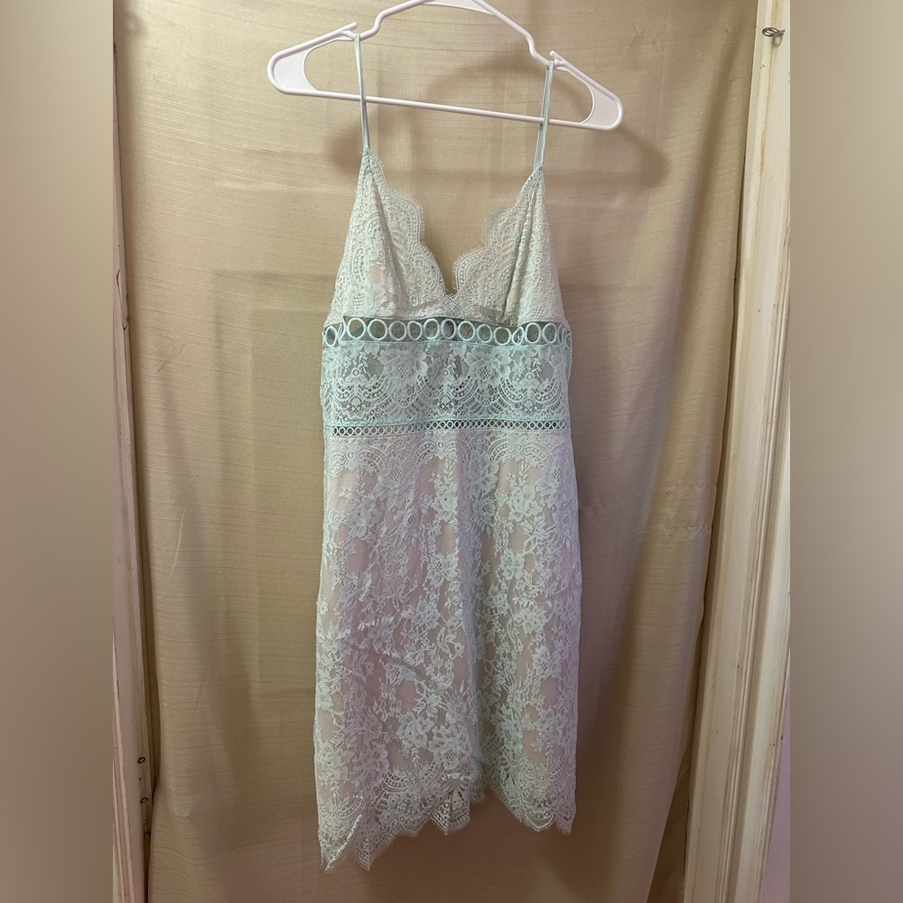 Victoria’s Secret Lace Chemise Nightgown Small Mint Pink Sheer Lingerie